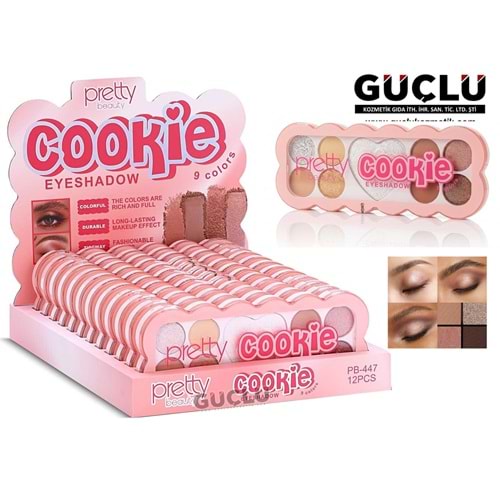 PRETTY BEAUTY GÖZ FARI 9LU COOKİE PB447*12Lİ