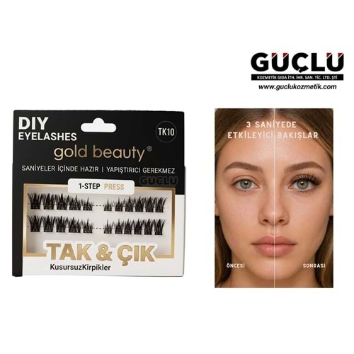 GOLD BEAUTY TAKMA KİRPİK TAK VE ÇIK TK10*12Lİ