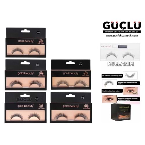 GOLD BEAUTY TAKMA KİRPİK 4D E14*12Lİ