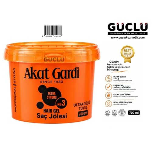 AKAT GARDİ SAÇ JÖLESİ 700ML TURUNCU NO:3 ULTRA STRONG*12Lİ