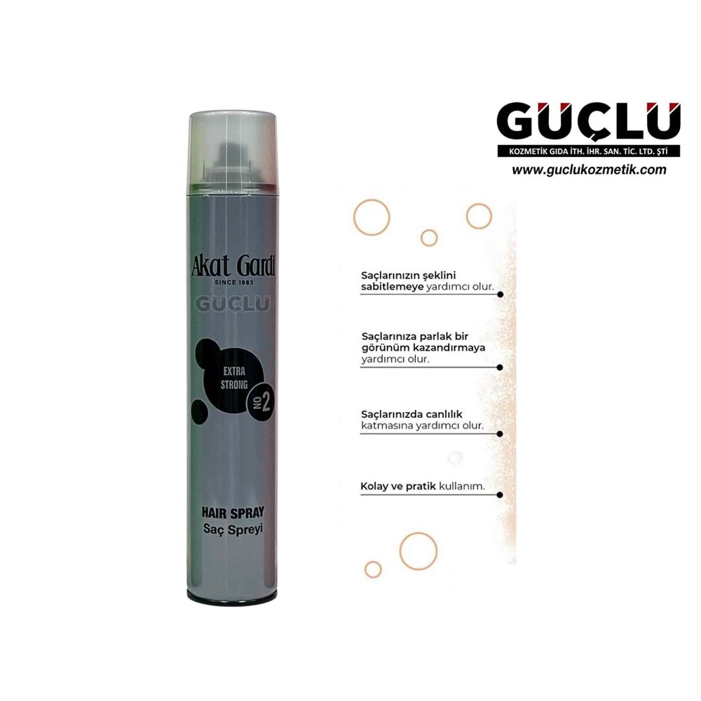 AKAT GARDİ SAÇ SPREY 400ML EXTRA STRONG GRİ NO:2*12Lİ