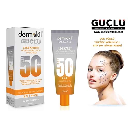 DERMOKİL GÜNEŞ KREMİ 50 SPF 50ML 2 İN1 LEKE KARŞITI 5216*12Lİ