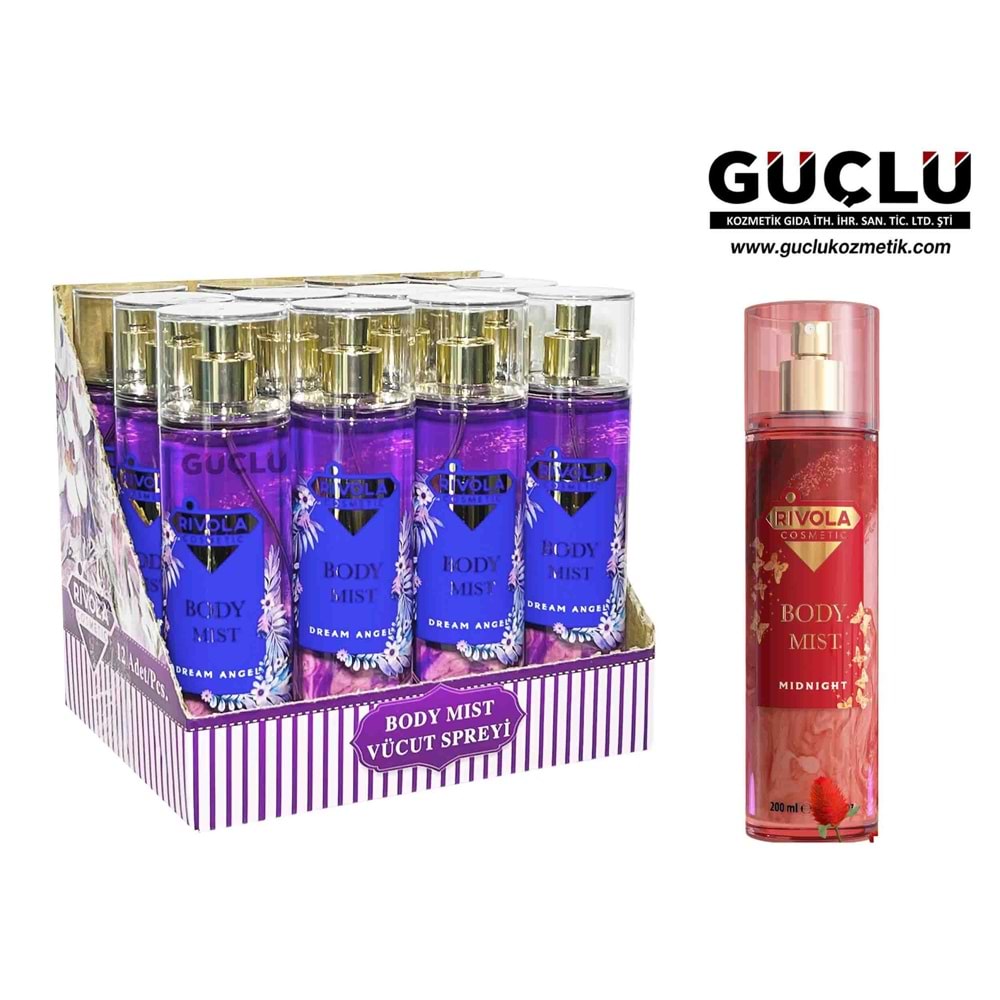 RİVOLA VÜCUT SPREYİ (BODY MİST) 200ML MIDNIGHT*12Lİ