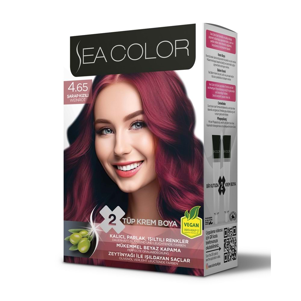 SEA COLOR SAÇ BOYASI 4.65 ŞARAP KIZILI*24LÜ