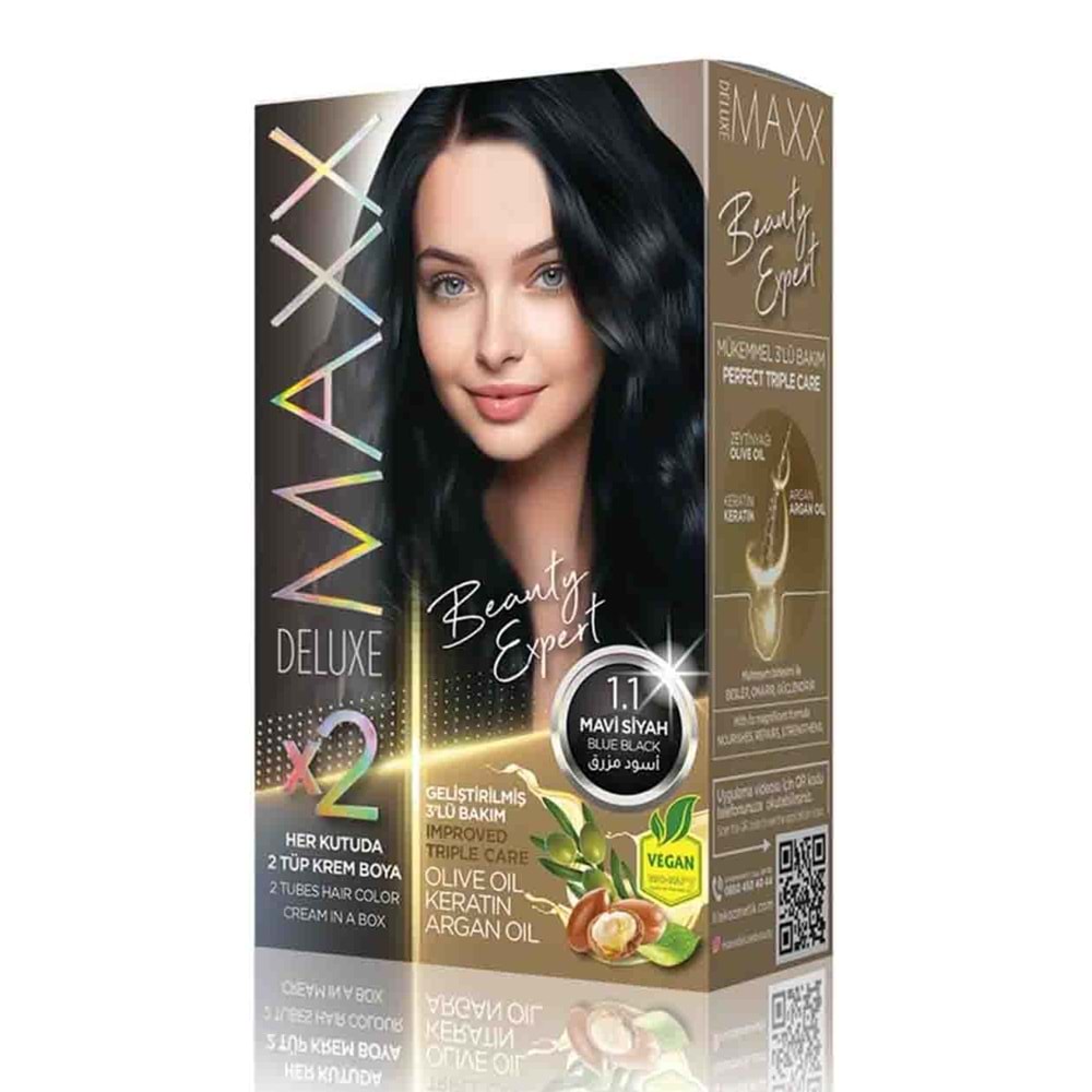 MAXX DELUXE SET SAÇ BOYASI 1.1 MAVİ SİYAH*24LÜ