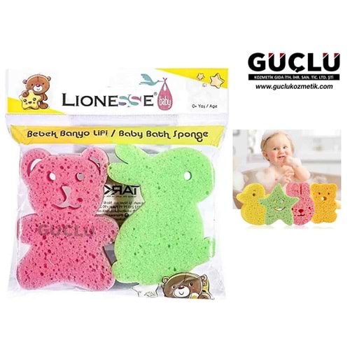 LİONESSE BANYO LİFİ BEBEK 2Lİ FİGÜRLÜ SÜNGER 2216*24LÜ