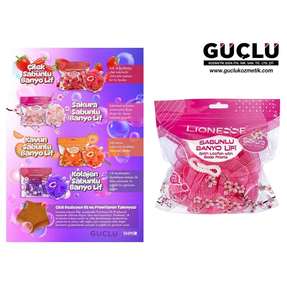 LİONESSE BANYO LİFİ SABUNLU ÇİLEK 952*24LÜ