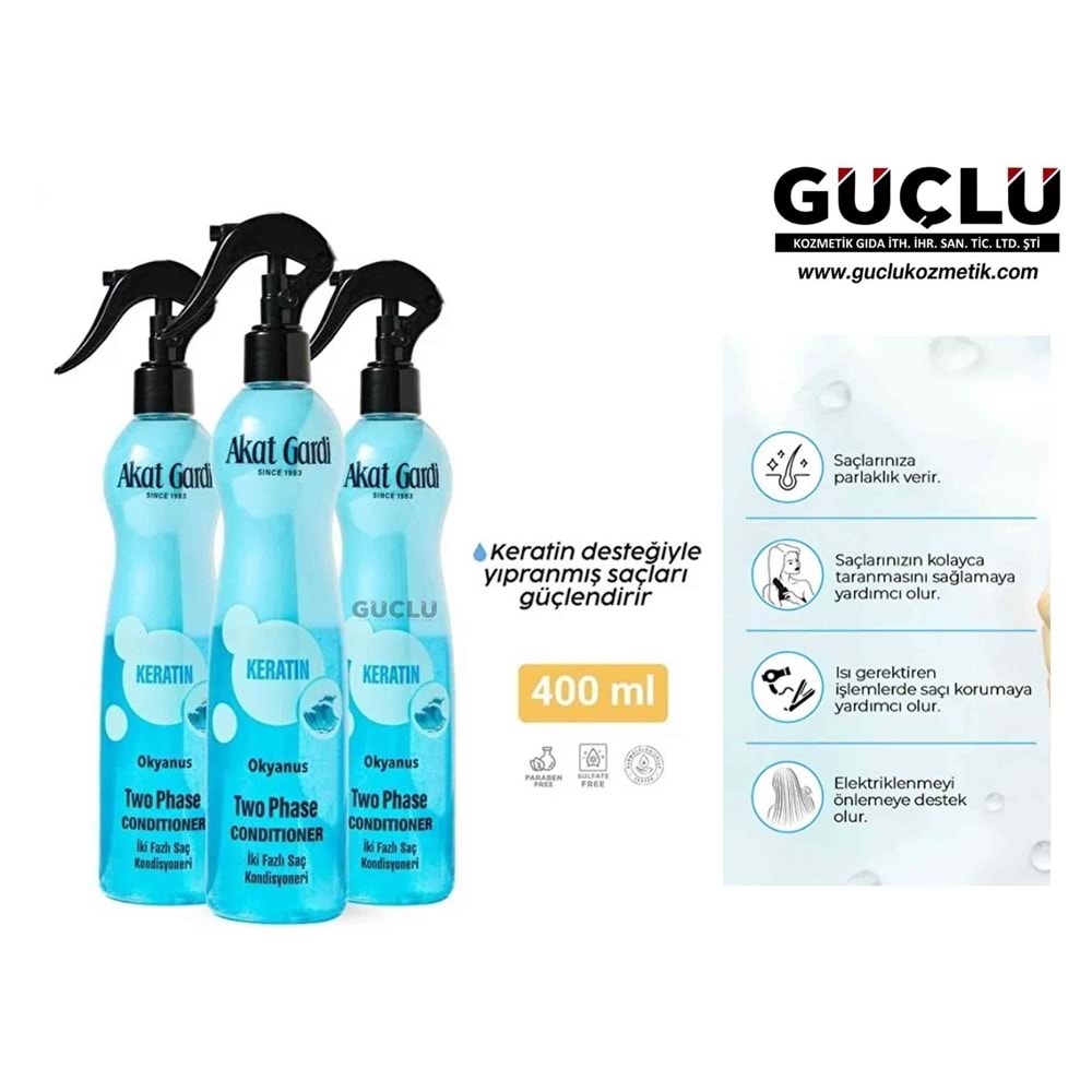 AKAT GARDİ İKİ FAZLI FÖN SUYU 400ML KERATİN*12Lİ