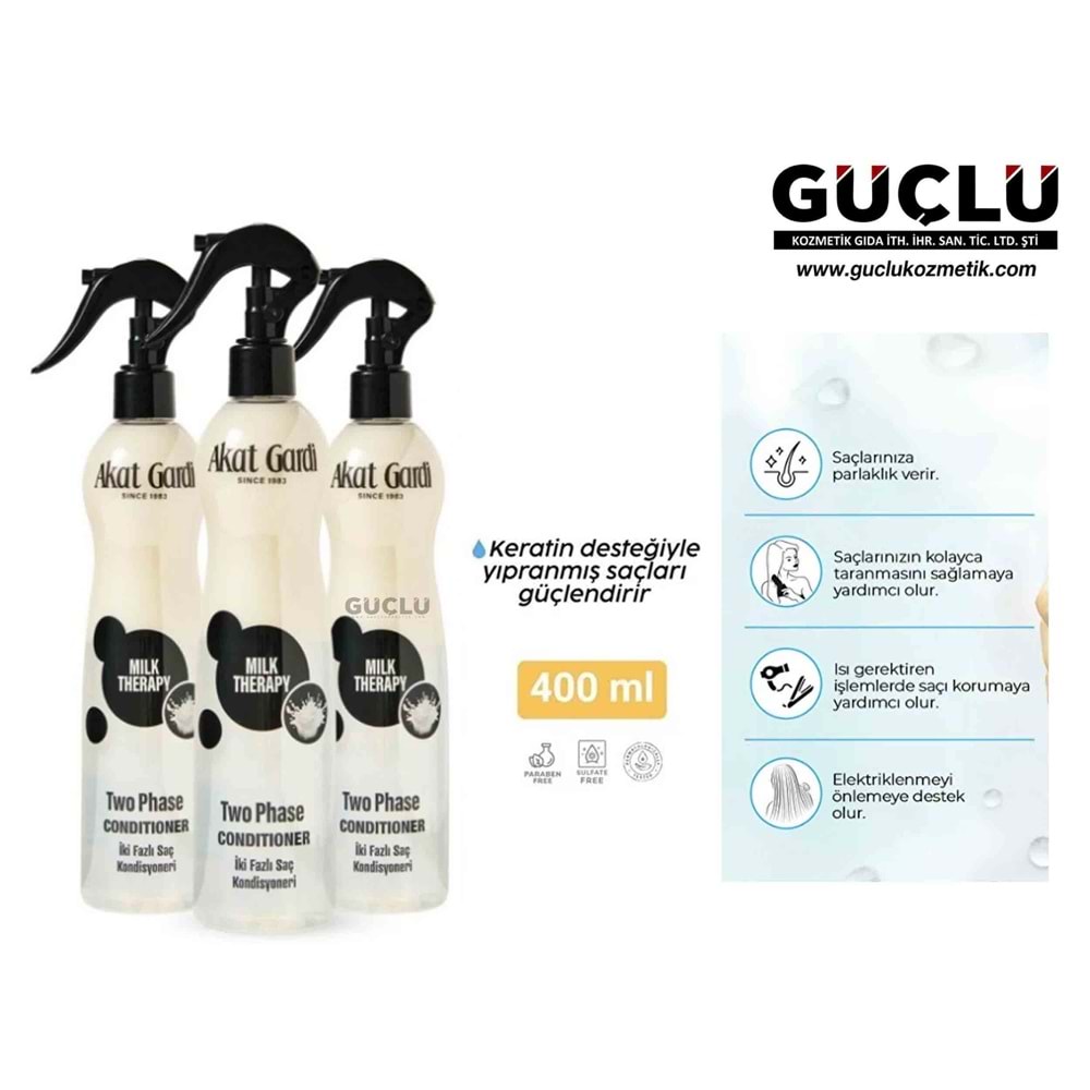 AKAT GARDİ İKİ FAZLI FÖN SUYU 400ML MİLK THERAPY*12Lİ