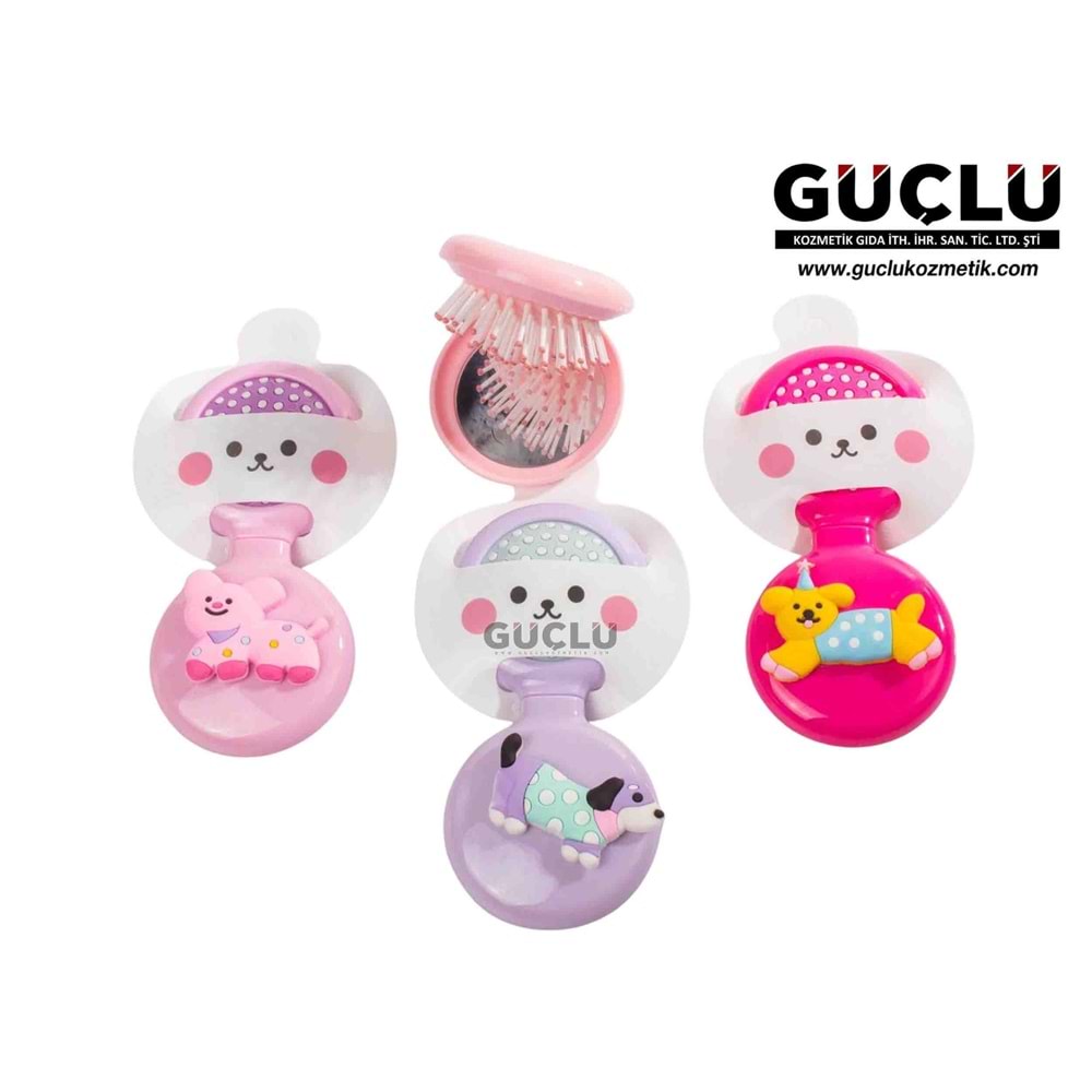 LİNPOOX AYNALI SAÇ FIRÇASI KEDİ MOD.KATLANIR SRC30*12Lİ