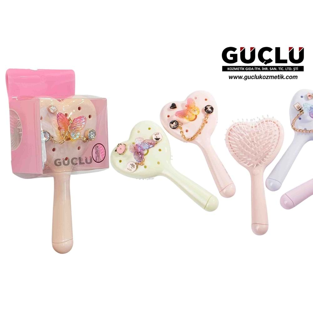 LİNPOOX SAÇ FIRÇASI KALPLİ AKSESUARLI SRC1*12Lİ