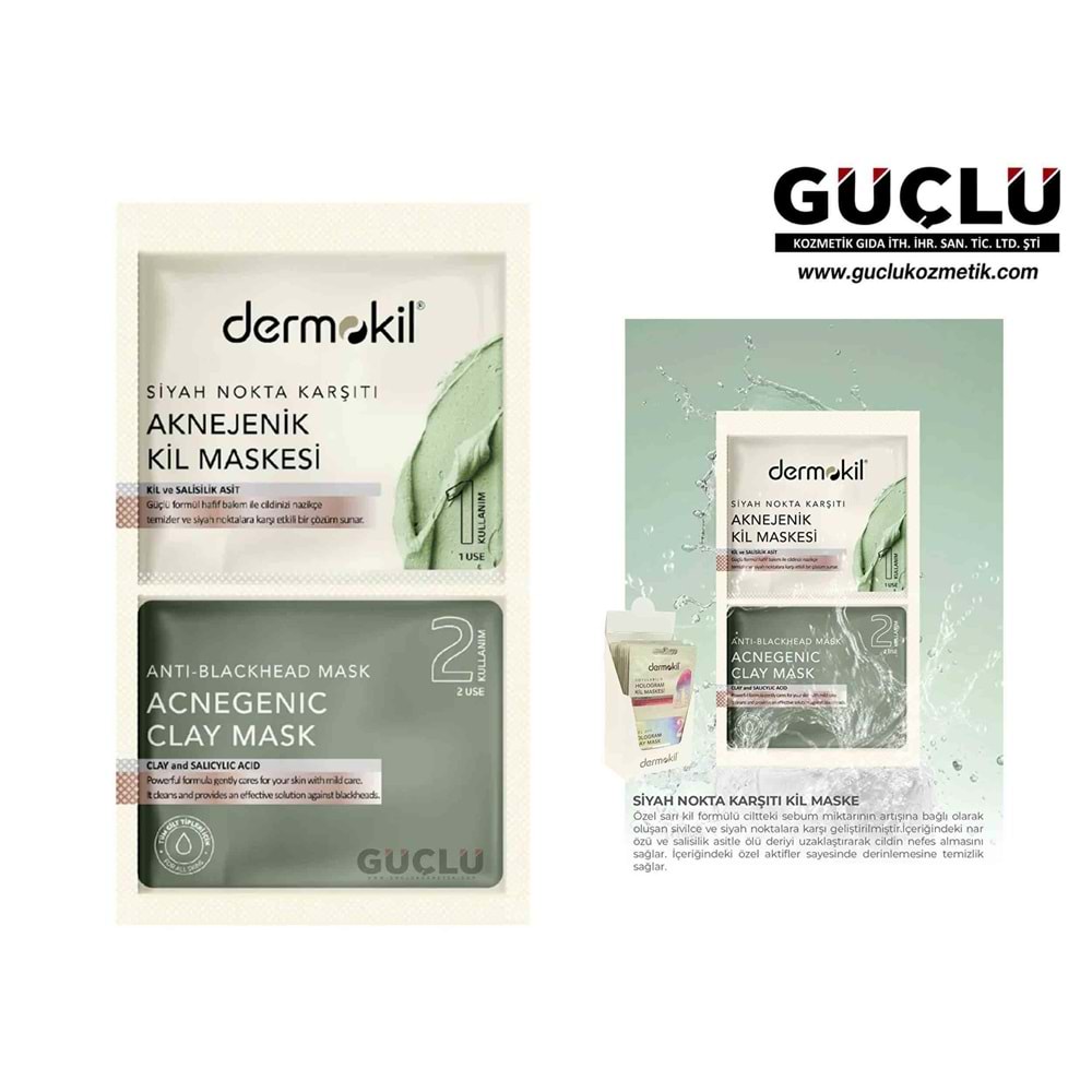 DERMOKİL KİL MASKESİ 7.5ML*2 SOYULABİLİR AKNEJENİK 0196*12Lİ