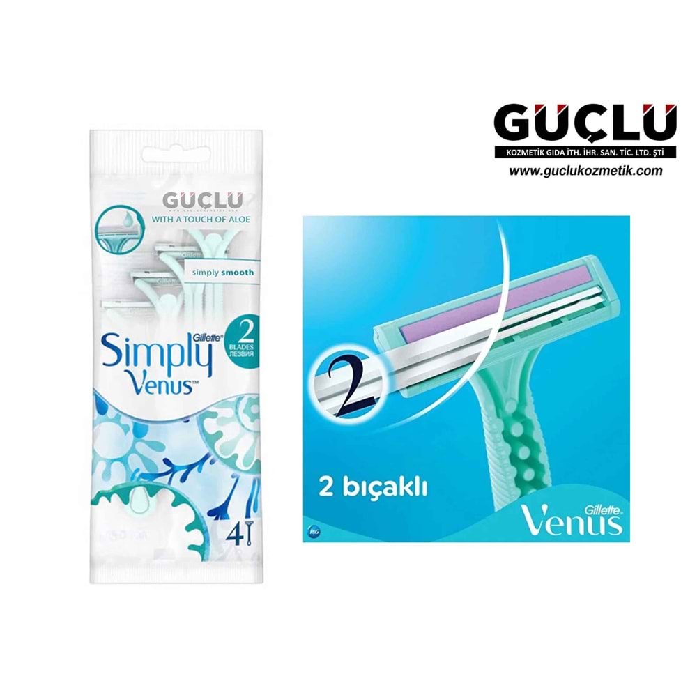 GİLLETTE VENUS 2 BICAK SİMPLY POŞET 4LÜ 3714*12Lİ