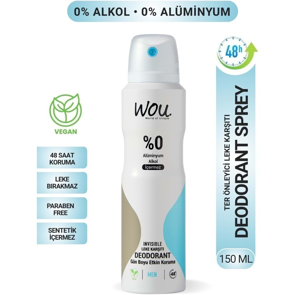 WOU DEO 150ML KADIN INVISIBLE LEKE KARŞITI*6LI