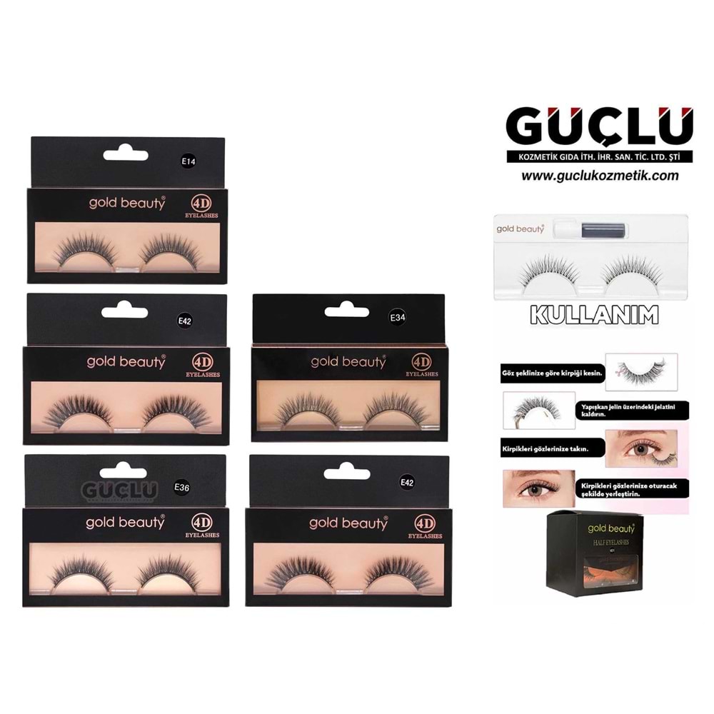 GOLD BEAUTY TAKMA KİRPİK 4D E14*12Lİ